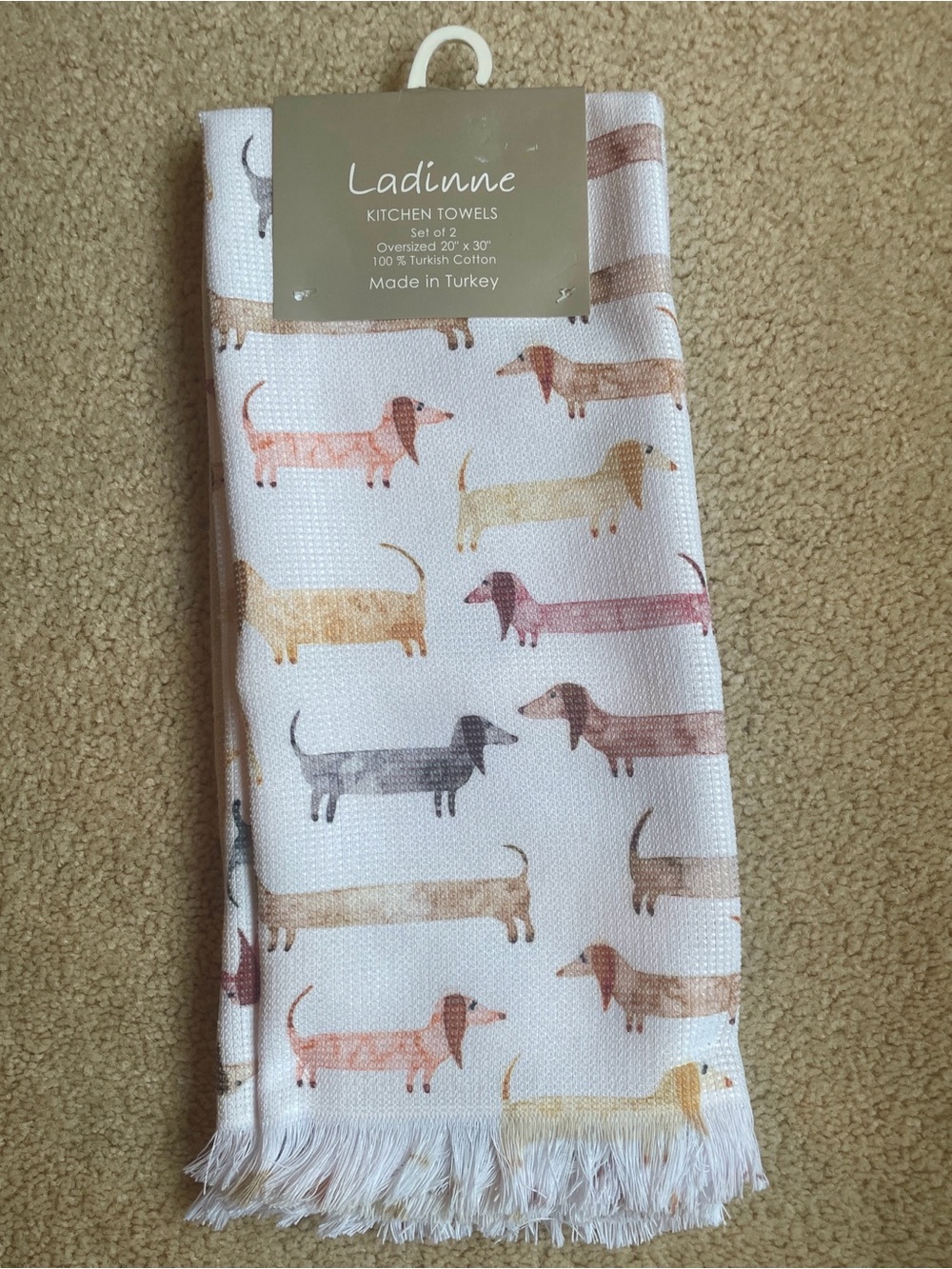 Ladinne set of two different dachshund over sized Kitchen Towel